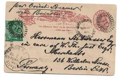 QLD022 / AUSTRALIEN - QUEENSLAND - Ganzsache Aufgewertet 1892 Brisbane Nach  Deutschland, Berlin, - Brieven En Documenten