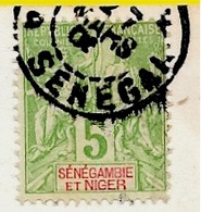 Timbre Type Sage 5 C. SENEGAMBIE Et NIGER Sur CPA Sénégal DAKAR Palais Du Gouvernement Général En Construction - Storia Postale