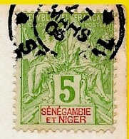 Timbre Type Groupe 5 C. SENEGAMBIE Et NIGER Sur CPA Sénégal DAKAR Sur Les Dunes - Village Indigène - Covers & Documents