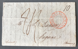 UK 1836, De Londres Pour Cognac - Grand Cachet Rouge ANGLETERRE PAR CALAIS - (B1884) - ...-1840 Préphilatélie