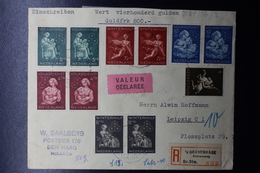 Netherlands Registered Cover Valeur Declarée 400 Gulden / Goldfrk 800 1944 Den Haag -> Leipzig Wax Sealed NPVH 423-427 - Cartas & Documentos