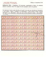 SI53D Italia Italy  Regno Colonie Segnatasse 1920 30 C.Soprast. Somalia Italiana, In Basso MNH Foglio Da 100 Cert. Unico - Somalië