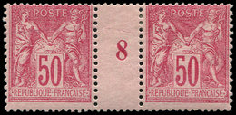 * TYPE SAGE - 98   50c. Rose, PAIRE Mill.8, Un Timbre **, TB - 1876-1878 Sage (Type I)