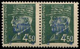 ** TIMBRES DE LIBERATION - DECAZEVILLE 10 : 4f50 Vert, PAIRE T I + T II, Surcharges RENVERSEES, TB - Befreiung