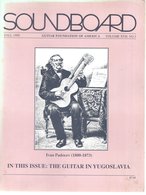 Revue Guitare Soundboard Guitar Fondation Of America N° 3 - 1990 -  The Guitar In Yugoslavia - Art