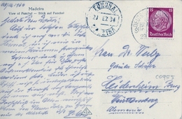 1934 , FUNCHAL / MADEIRA , T. P. CIRCULADA , MAT. DE LA HAMBURG - SÜDAMERIKA LINE , FECHADOR DE FUNCHAL - Funchal