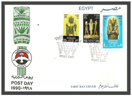 Egypt - 1998 - FDC - ( Post Day ) - ( Tutankhamen ) - Set Of 3 - Lettres & Documents