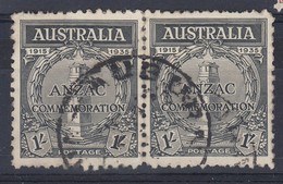 Australia 1935 Anzac Commemoration 1/- Used Pair - Oblitérés