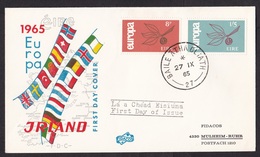 Ireland: FDC First Day Cover To Germany, 1965, 2 Stamps, CEPT, Europa, Europe, Leaf, Flag (traces Of Use) - Brieven En Documenten