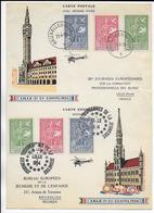 BELGIQUE - 1954 - YT 927/929 X 2  CP Avec REPONSE PAYEE (NON DETACHEE) De BRUXELLES => LILLE JOURNEES EUROP. JEUNESSE - Lettres & Documents