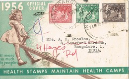 35506. Carta INVERCARGILL (New Zealand) 1956. Health Stamps To INDIA - Storia Postale