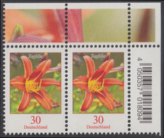 !a! GERMANY 2020 Mi. 3509 MNH Horiz. PAIR From Upper Right Corner - Flowers: Daylily - Neufs