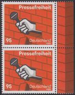 !a! GERMANY 2020 Mi. 3515 MNH Vert.PAIR W/ Right Margins - Freedom Of Press - Ungebraucht