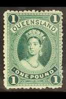 QUEENSLAND 1886 £1 Deep Green On Thick Paper, SG 161, Fine Mint, Large Part Og. For More Images, Please Visit Http://www - Altri & Non Classificati
