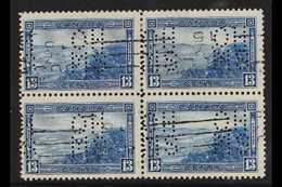 OFFICIALS 1937-38 13c Blue Halifax Harbour Punctured "OHMS" Type 1, SG O104, Fine Used BLOCK Of 4, Fresh & Scarce. (4 St - Altri & Non Classificati