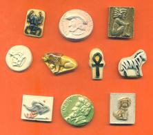 Lot De 10 Feves Faience Dautrey Diverses - Rois - Egypte - Babar - Maya - Lion - Zèbre .... - Anciennes