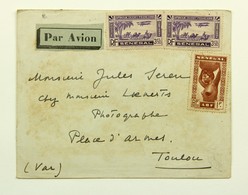 Enveloppe Par Avion 1941 Dakar --> Toulon, Affr. 8 F  YT Pa 7, 164, OMEC Arrivée Au Dos Marseille Gare Avion - Storia Postale