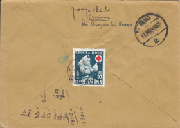 RED CROSS, GIRL, PIGEON, STAMP ON COVER, 1957, ROMANIA - Covers & Documents