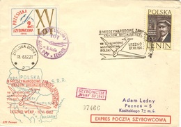 POLOGNE POLSKA POLEN 1171 (o) Lettre Cover Cachet Cancel SZYBOWCEM Szybowcowa 1962 Planeur Glider Leszno - Gliders