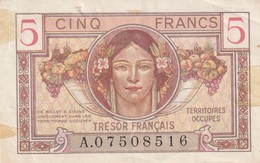 France Billet De 5 Francs Du Tresorsérie Quelques Taches Et Et Froissure , Dans Son Ju - 1947 Saarland