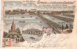 Berlin PLÖTZENSEE 27.7.1903 Friedländer Litho Gruss Aus Etablissement Carlshofam Spandau Er Schifffahrts Kanal - Plötzensee