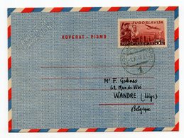 1948 YUGOSLAVIA,MACEDONIA,TPO 1 SKOPJE-BELGRADE,SKOPJE TO BELGIUM, AEROGRAM,AIRMAIL STATIONERY COVER, USED - Posta Aerea