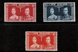 New Zealand 1937 Coronation Set Of 3 MH - - - Unused Stamps
