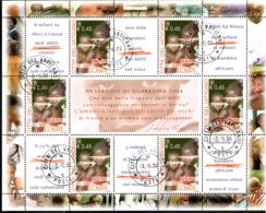 Vatican 2004 Mi# 1488 Kleinbogen Used - Sheet Of 6 + 6 Labels And 1 Large Central Label - Children AIDS Victims - Gebraucht