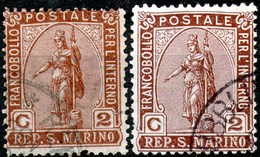 San Marino,1899,.Sassone 32,,two Diferent Color,used,as Scan - Neufs