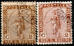 San Marino,1899,.Sassone 32,two Diferent Color,used,as Scan - Neufs