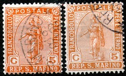 San Marino,1899,.Sassone 33,,two Diferent Color,used,as Scan - Neufs