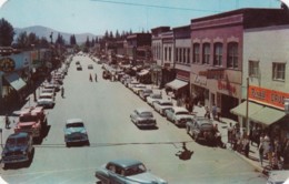 Sandpoint Idaho, Main Street Scene, Business District Rexall Drug Store, Autos, C1950s Vintage Postcard - Other & Unclassified