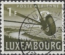 LUXEMBOURG 1946 Air. Aircraft Wheel - 1f - Green And Blue FU - Gebruikt