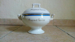 RARE- MAGUINAT ROSEROY - SOUPIERE ANCIENNE (début XXe) En Porcelaine - Liseré Bleu Et Doré - Soup Terrines