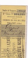 Chemins De Fer De L'Etat Trajet PARIS Au HAVRE Et à MONTIVILLIERS Le 18 Septembre 1911 Bon Pour 1 Voyageur En 1er Classe - Europa