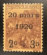 Yv 36a = 2150€ VARIÉTÉ RARE „C“ RENVERSÉ, Signé J.F.Brun, Neuf * TB. Monaco 1920 Mariage De Princesse Charlotte (variety - Nuovi