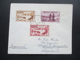 St. Pierre Et Miquelon 1939 Drucksache Mit 3 Marken In Die Schweiz Gesendet Mit Ak Stempel Oberwil Bei Bremgarten Aargau - Lettres & Documents