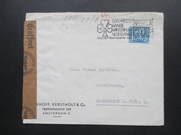 Niederlande 1941 Zensurpost Amsterdam - Lobenstein OKW Geöffnet Und Rotee Stempel Geprüft OKW Und 132 - Lettres & Documents