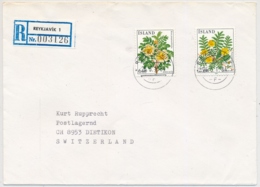 Island Blumen R-Brief Ab Reykjavik Nach Dietikon Schweiz - Lettres & Documents