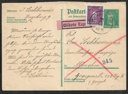 1928ca. Dt.Reich Gs 8Pf Mi. P181+ Zusatzfrankatur 40Pf Mi. 418 - EILBOTE EXPRES AUGSBURG - Other & Unclassified