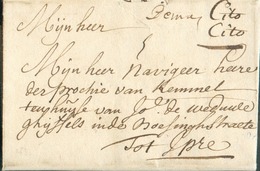 LAC (manuscrit) Demal (Malines Mechelen) En 1735 + Man. 'Cito Cito' (Exprès) Vers Ypres; Port Dû : 3.  Belle Fraîcheur. - 1714-1794 (Oostenrijkse Nederlanden)