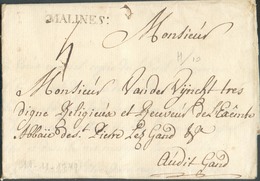 LAC (griffe Au Tampon) MALINES :  Le 11/11/1749 (H.10-) Vers Gand; Port Dû '4'.  Belle Fraîcheur.  Vente Baeten 146 (nov - 1714-1794 (Oostenrijkse Nederlanden)