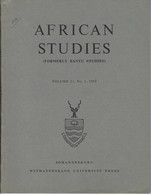 Revue AFRICAN STUDIES - Volume 21 - No 1 - 1962 - Sociologia/Antropologia