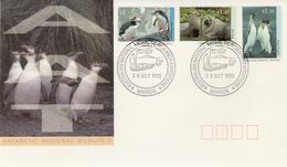 AAT - 1993 - Antartic Fauna Set On FDC - Mawson Base Cancel - FDC