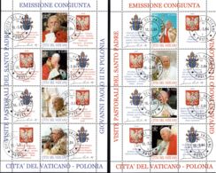 Vatican 2004 Mi# 1474-1481 Kleinbogen Used - Set Of 2 Sheets (3 X 4) - Papal Visits To Poland - Gebraucht
