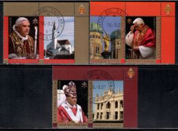 Vatican 2007 Mi# 1573-1575 Zf Used - Pope Benedict XVI, 80th Birthday - Gebraucht