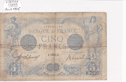 Billet De 5 Francs Bleu Du 07/08/1915 VIERGE - F.7125 Alph 180 @ N° Fayette : 2.30 - 5 F 1912-1917 ''Bleu''