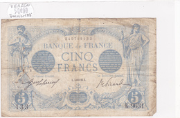 Billet De 5 Francs Bleu Du 4/01/1916 Verseau - K.9631 Alph 133 @ N° Fayette : 2.35 - 5 F 1912-1917 ''Bleu''