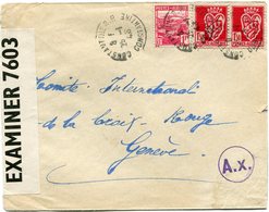 ALGERIE LETTRE CENSUREE DEPART CONSTANTINE 25-1-43  ADRESSEE AU COMITE INTERNATIONAL DE LA CROIX-ROUGE A GENEVE (SUISSE) - Covers & Documents