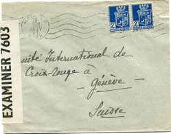 ALGERIE LETTRE CENSUREE DEPART ALGER 18 JANV 43  ADRESSEE AU COMITE INTERNATIONAL DE LA CROIX-ROUGE A GENEVE (SUISSE) - Covers & Documents